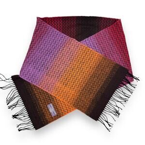Vintage Korean crafted rainbow ombre winter scarf